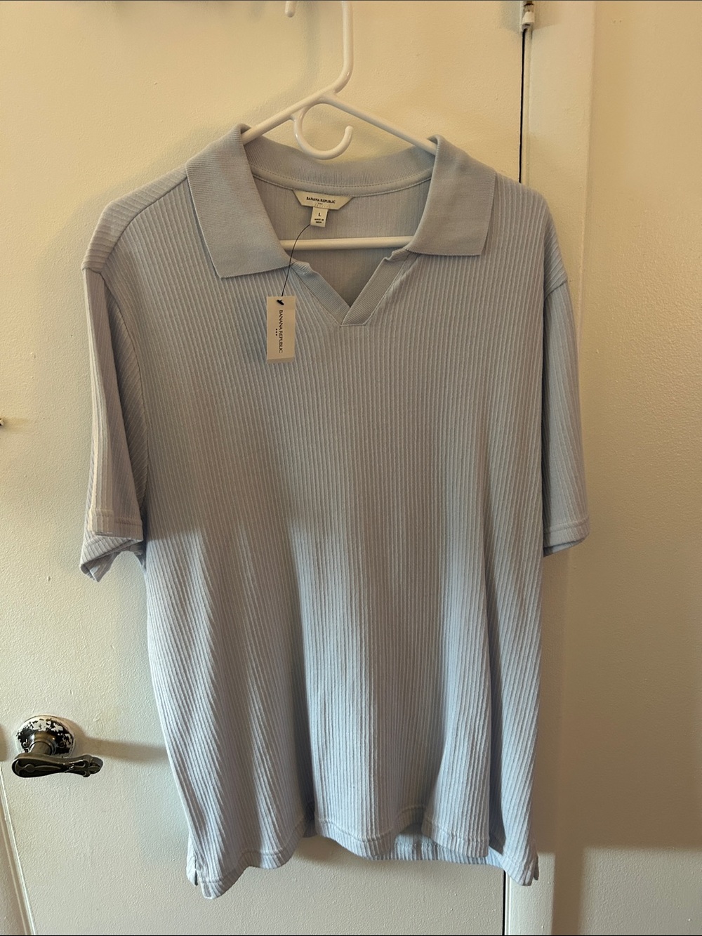Banana Republic Light Blue Ribbed Polo NWT